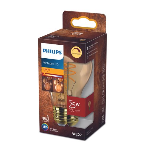 Philips Ledfilamentlamp A60 Amber Warm Wit E27 4w
