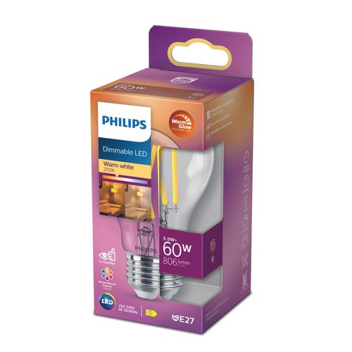 Philips Ledfilamentlamp Dimbaar Warm Wit E27 5,5w