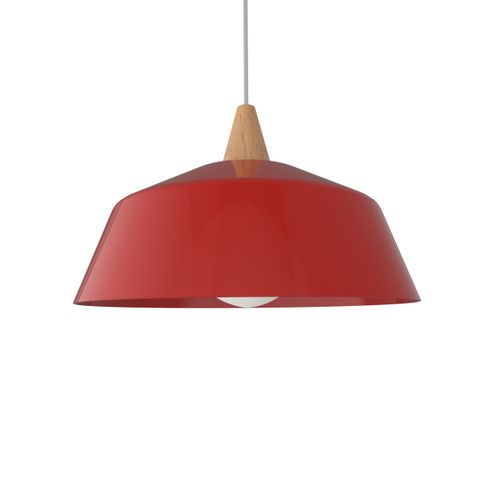 Kon Hanglamp, 1x E27, Metaal, Rood Glanzend, D.35cm