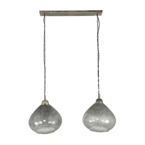 Hoyz - Hanglamp 2l Bell Clearstone / Oud Zilver